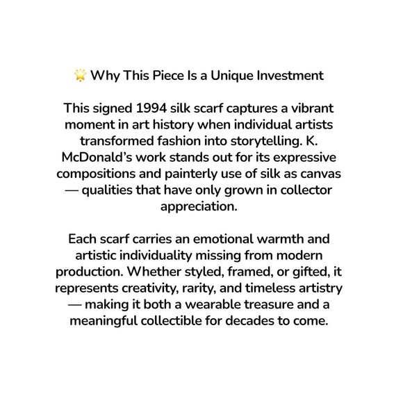 K. McDonald 1994 Vintage Silk Scarf – Cat & Fishbowl Christmas Scene, 36”x36”, S - Picture 5 of 6